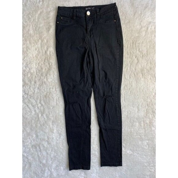BooHoo Womens Size 6 Black Jeans Skinny Stretch Ripped Torn Distressed - Picture 1 of 4